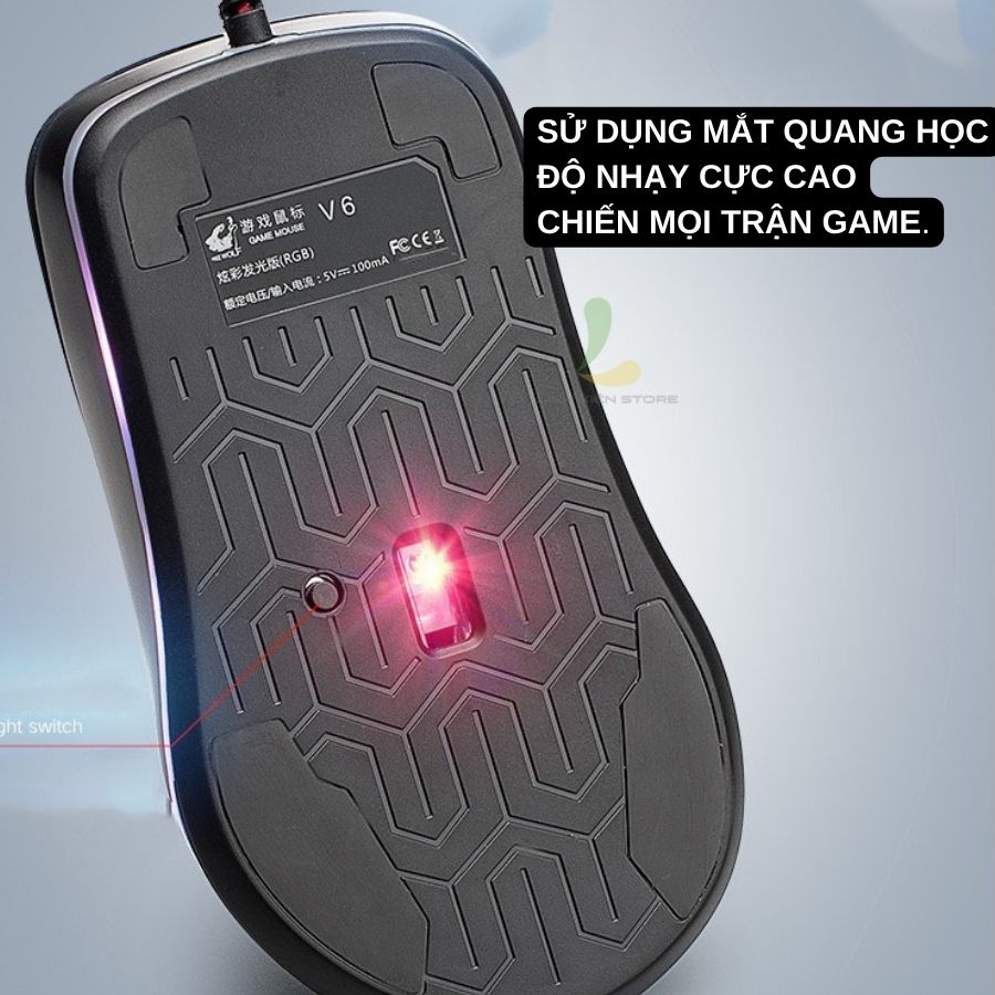 Chuột gaming máy tính Zerodate V6 - Chuột chơi game có dây tích hợp đèn Led 7 màu DPI cao ấn tượng - Hàng nhập khẩu