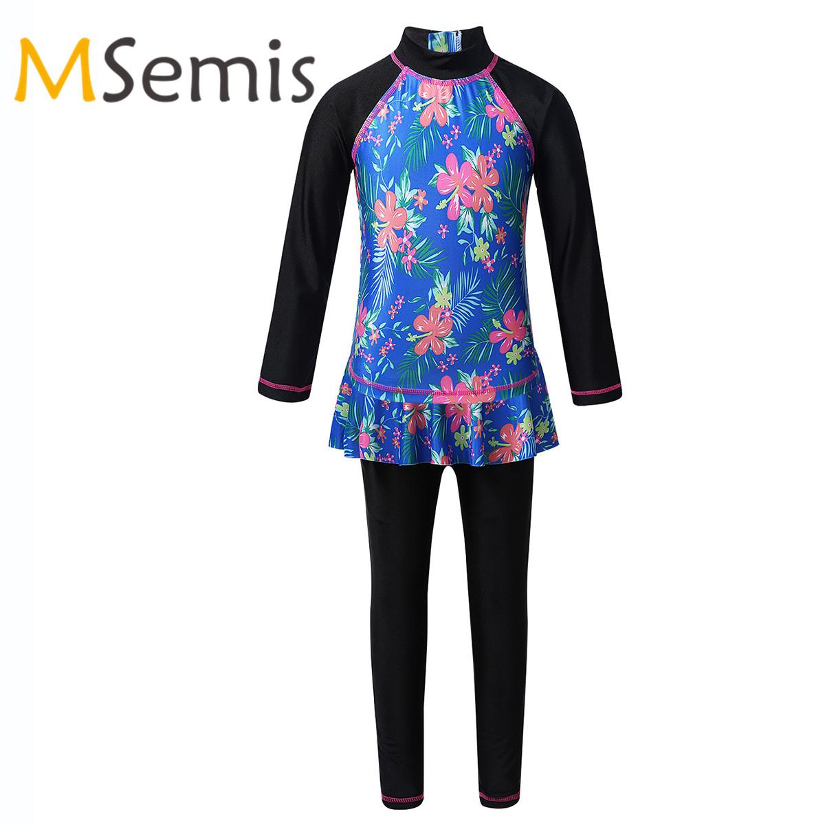 Trẻ Em Bé Gái Đồ Bơi In Hoa Phát Ban Bảo Vệ Đồ Bơi Hàng Đầu Với Pantskirt Đồ Bơi Bộ Đồ Bơi Giữ Nhiệt Bơi Tắm Phù Hợp Với Quần Áo