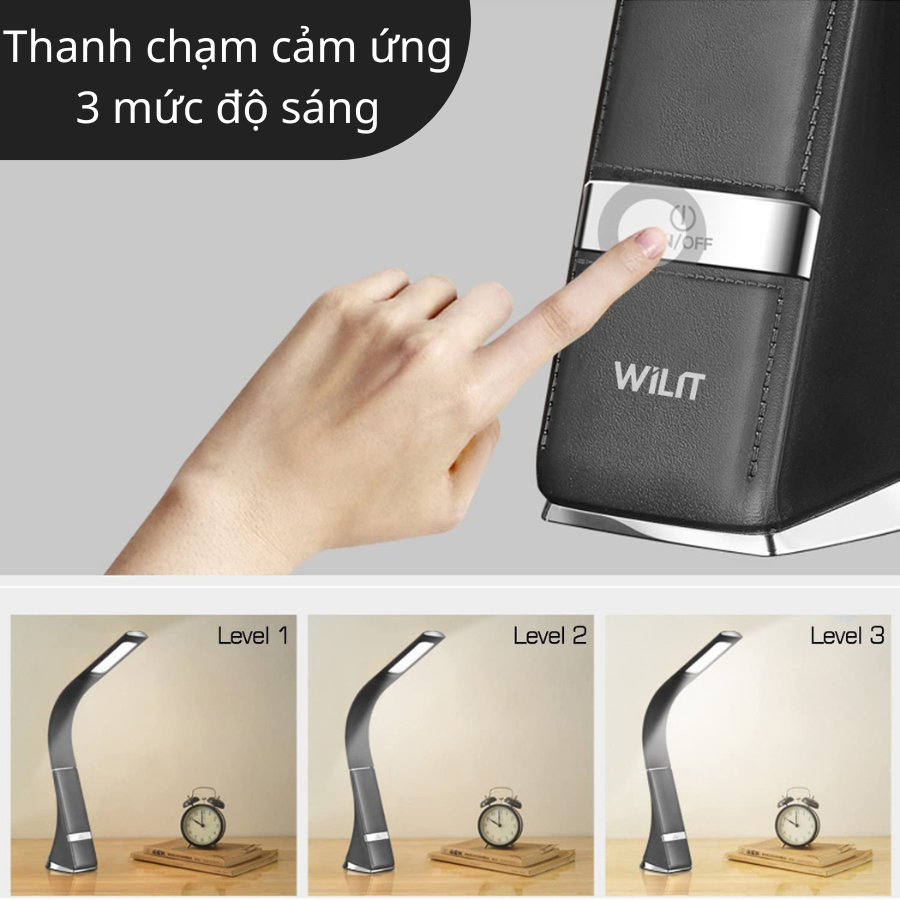 Đèn bàn đèn học LED Wilit U2C - Nhập Đức - Chống cận - Sạc pin - Cổ ngỗng uốn dẻo [Màu đen sang trọng]