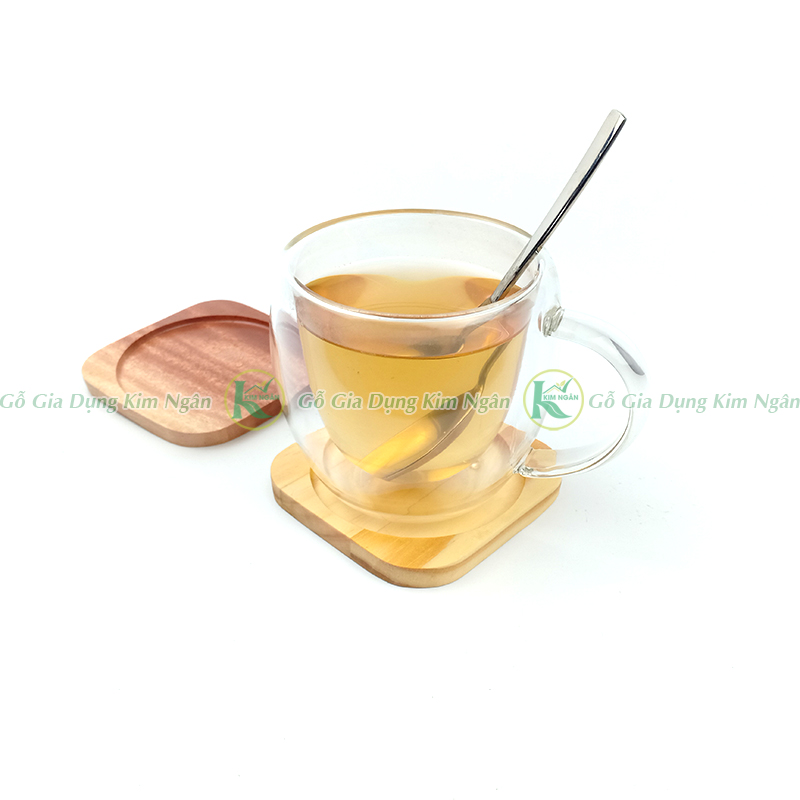 Lót Ly Gỗ Vuông Lòng Tròn Gỗ Tự Nhiên, Lót Ly Gỗ Xà Cừ Gỗ Thông - Gỗ Kim Ngân
