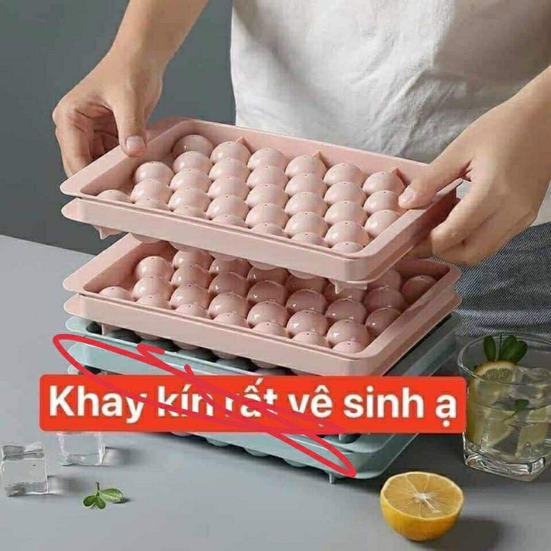 Khuôn thạch bi nhựa tròn làm hoa quả trái cây/ khuôn rau câu, khay đá viên tròn 33 viên