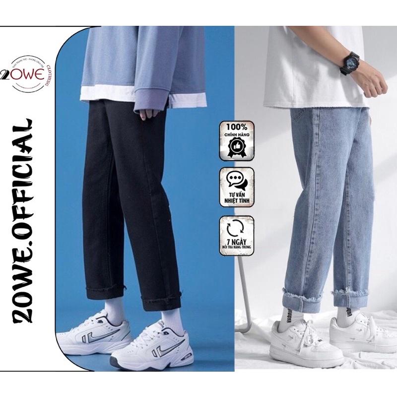 Quần Jeans, baggy jean rách gâu xanh + đen, nam ống suông, rộng, hottrend 2021