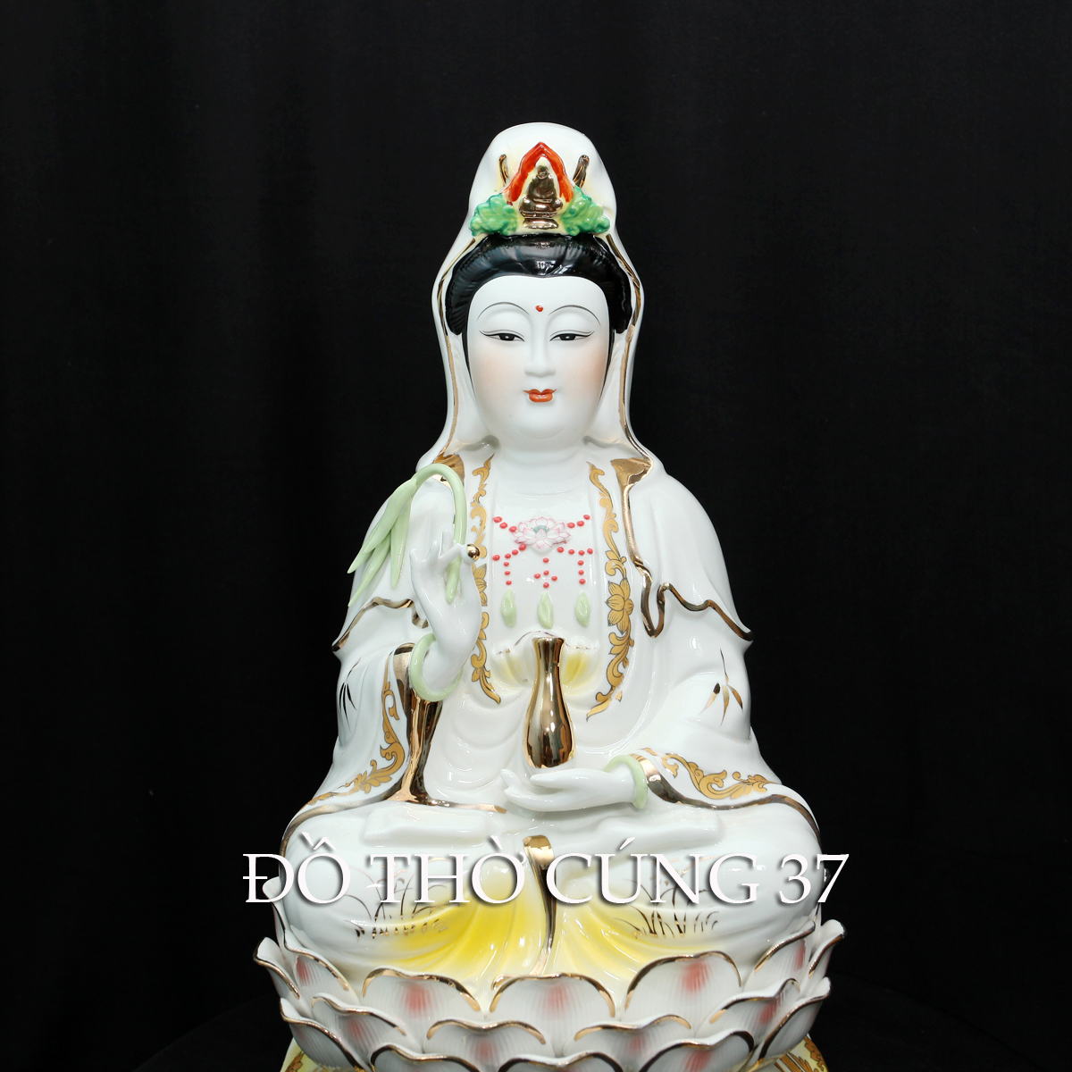 Tượng Quan Âm Bồ Tát Chất Liệu Men Sứ