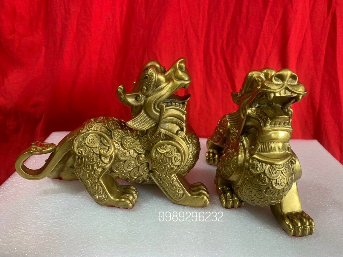 Đôi Tỳ Hưu vây tiền phong thuỷ bằng đồng