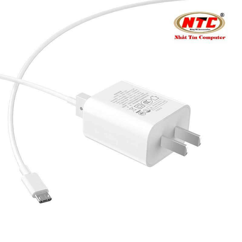 Combo cốc sạc 2 cổng và cáp sạc cổng microUSB dành cho Hoco C62 - output 2.1A (Trắng) - Hàng chính hãng