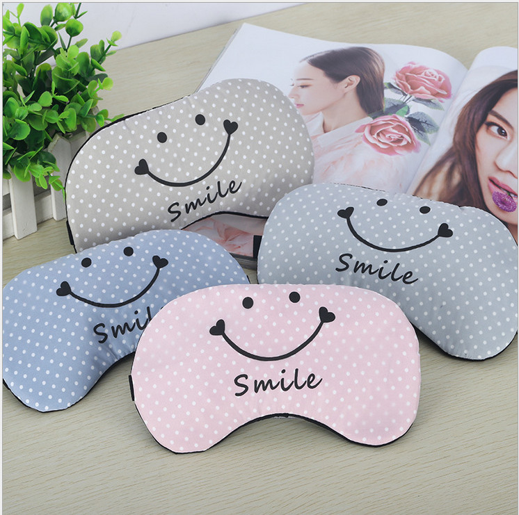 Bịt Mắt Ngủ Miếng Che Mắt Ngủ In Chữ Smile Có Túi Gel