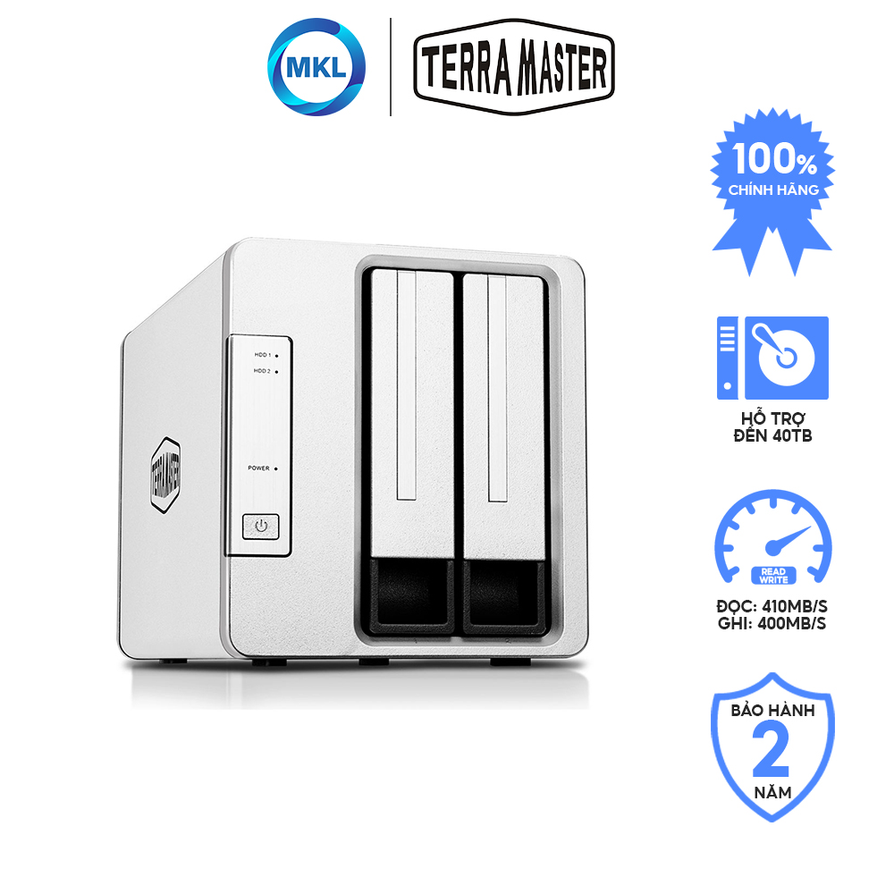 Thiết bị lưu trữ DAS Terra Master D2-310 USB 3.1 Type-C - 2 khay ổ cứng Hàng chính hãng