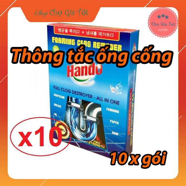 Bộ 10 hộp bột thông cống xuất khẩu Hando 100Gr