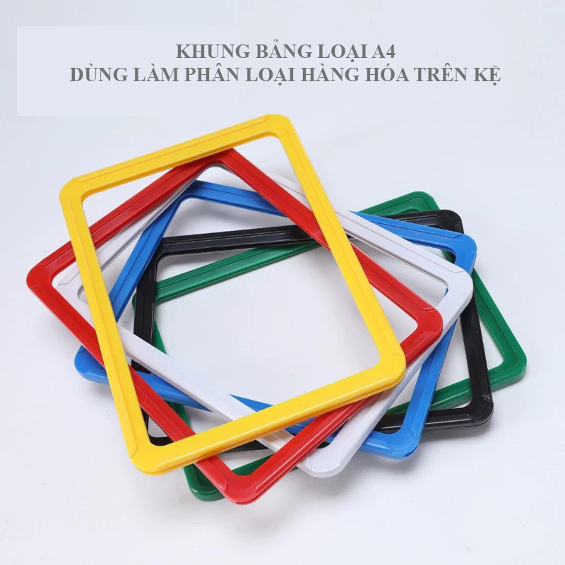 Khung bảng điền giá thông tin A4 kèm màng nhựa trong suốt và 2 hít nam châm (Màu giao ngẫu nhiên)