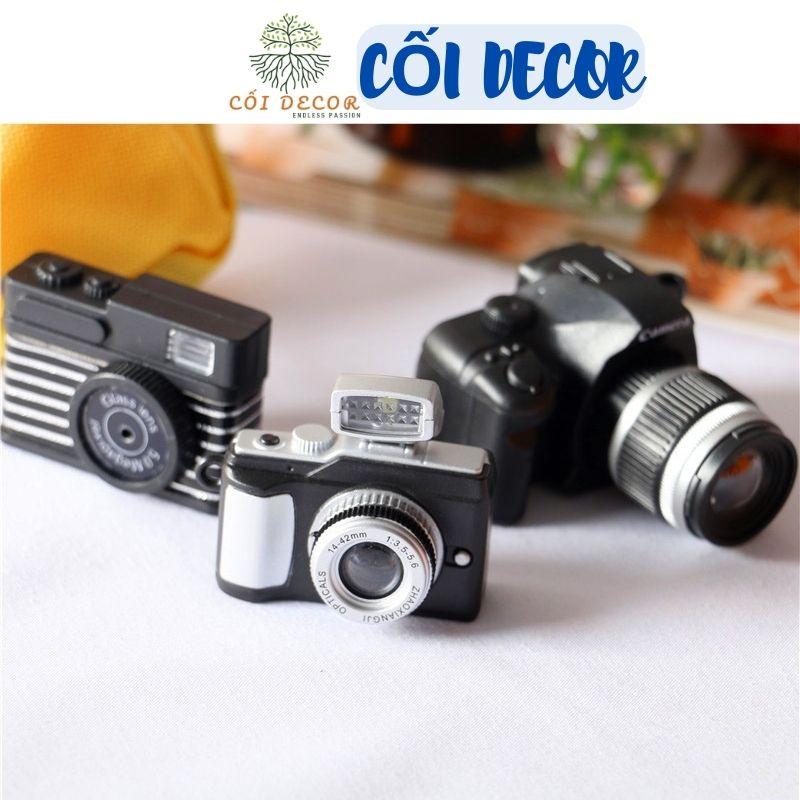 Trang trí Decor nhà cửa-Mô hình máy ảnh kèm lens trang trí bàn làm việc, bàn học trang trí cửa hàng dây 18cm