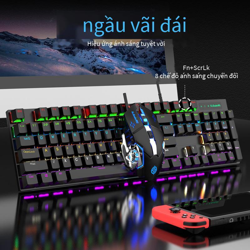 Phong cách mới nhất thương mại điện tử trục xanh bàn phím cơ USB có dây phát sáng bàn phím máy tính trò chơi bộ chuột CF ăn gà LOL