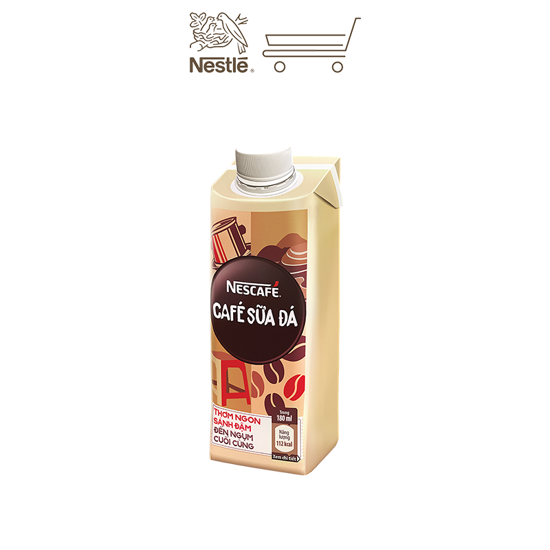 [Tặng 1 túi tote] Lốc 6 Cà phê uống liền Nescafé cà phê sữa đá (hộp 180ml)