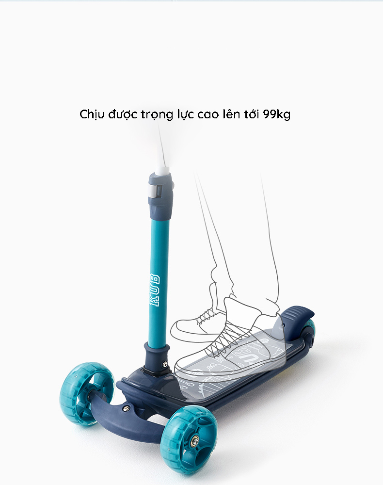 Xe scooter cho bé KUB có 3 bánh phát sáng vĩnh cửu, thể gấp gọn và chịu lực 100kg