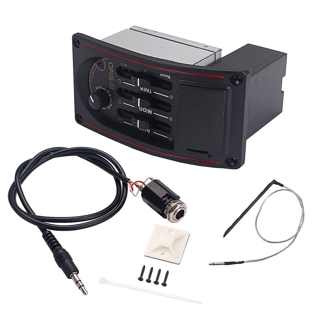 Acoustic Guitar 3 Bands Preamp Amplifier Equalizer EQ  Piezo with Pickup