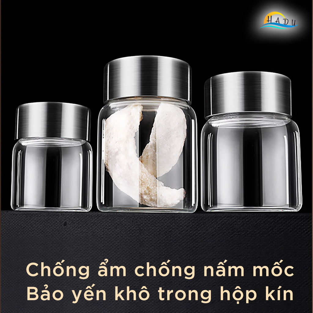 Hũ Chưng Yến 120ml 150ml 200ml Thủy Tinh Nắp Inox 304 Cao Cấp Đạt Chất Lượng Đức SSGP Hộp 4 Chiếc