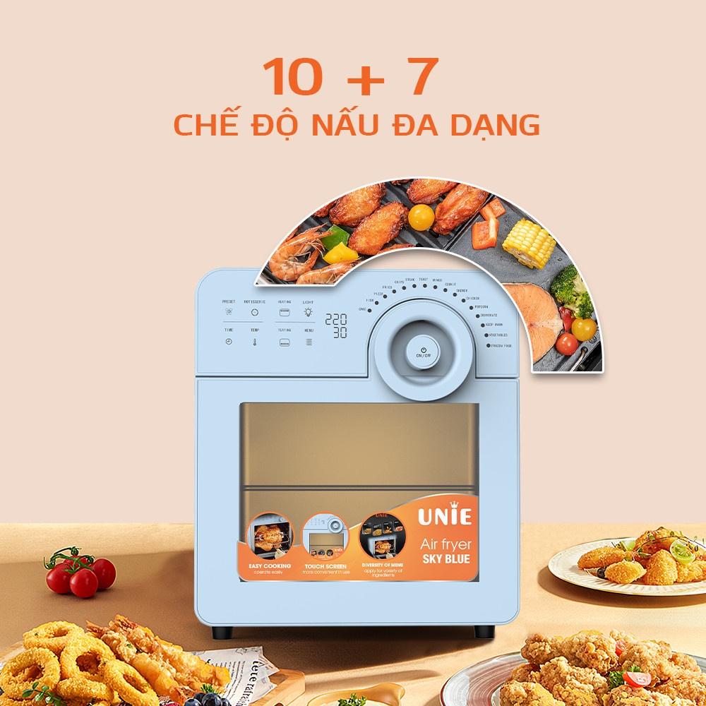 Nồi Chiên Không Dầu UNIE Sky Blue, Dung tích lớn 14,5L công suất 1700W, Hàng Chính Hãng