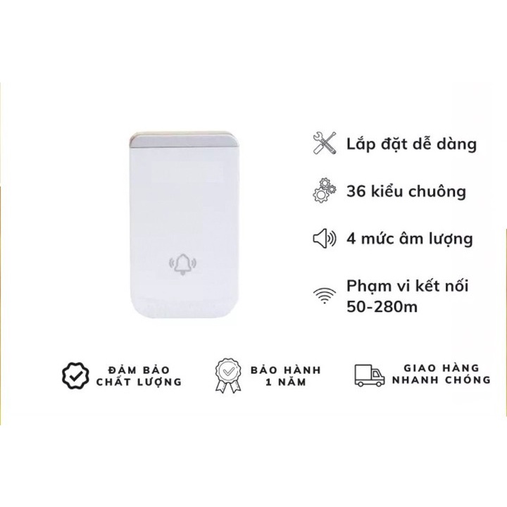 Bộ 2 nút nhấn 1 chuông cửa không dây Zanka ZK717B