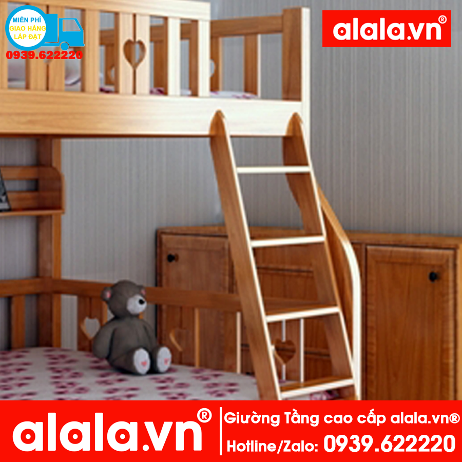 Giường tầng ALALA108 (1m2, 1m4) gỗ thông nhập khẩu - www.ALALA.vn® - Za.lo: 0939.622220