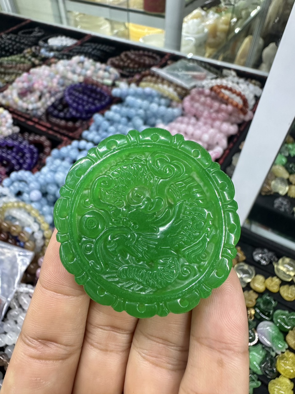Mặt dây chuyền rồng phong thủy đá ngọc cẩm thạch