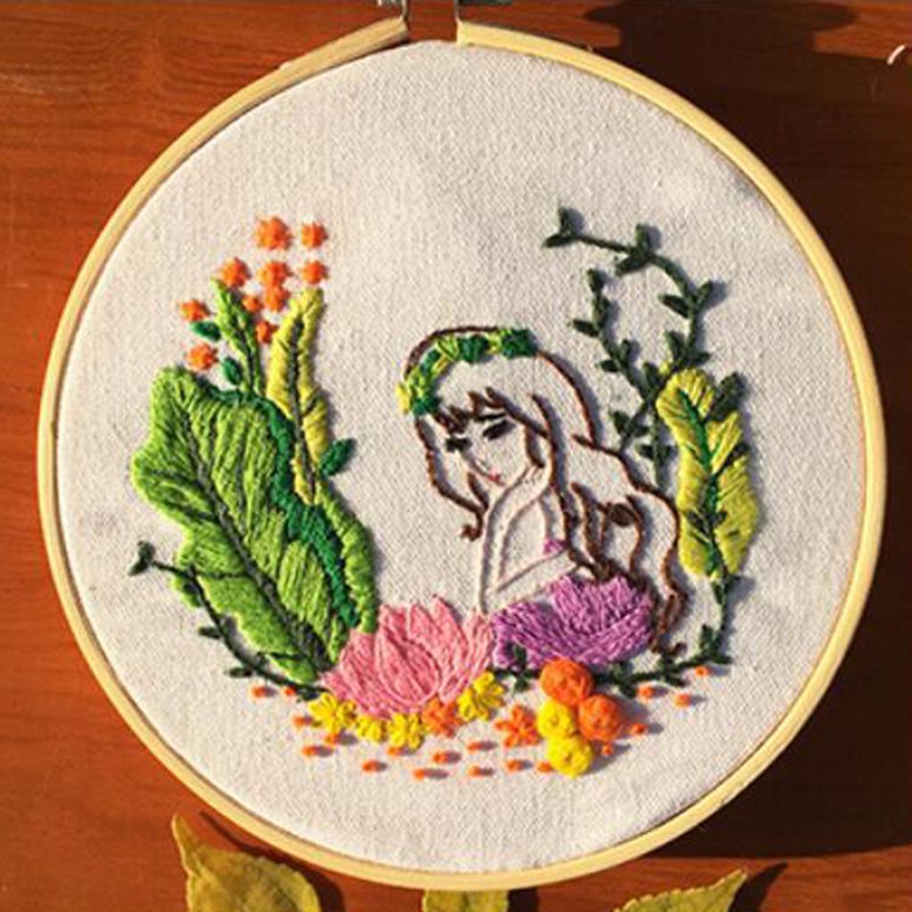 DIY Ribbon Embroidery Set with Frame for Beginner Cross Stitch Arts Crafts