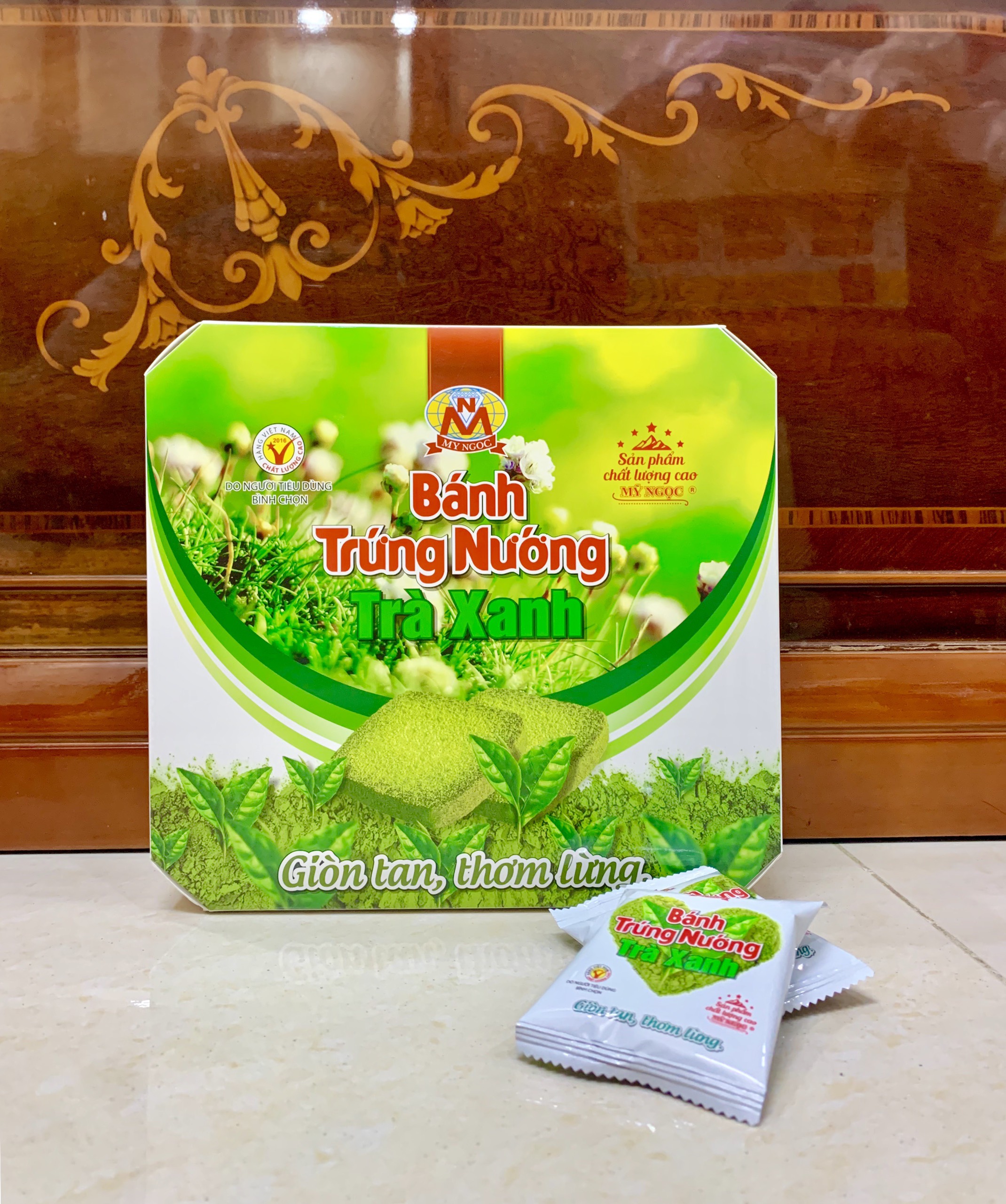 216g Bánh trứng nướng TRÀ XANH matcha MỸ NGỌC