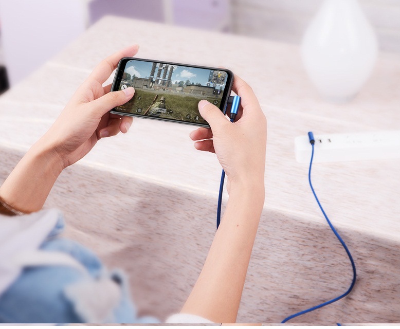 Cáp sạc nhanh  Lightning, Micro USB, Type C chân vuông 90 độ phù hợp chơi game dây dù chống đứt