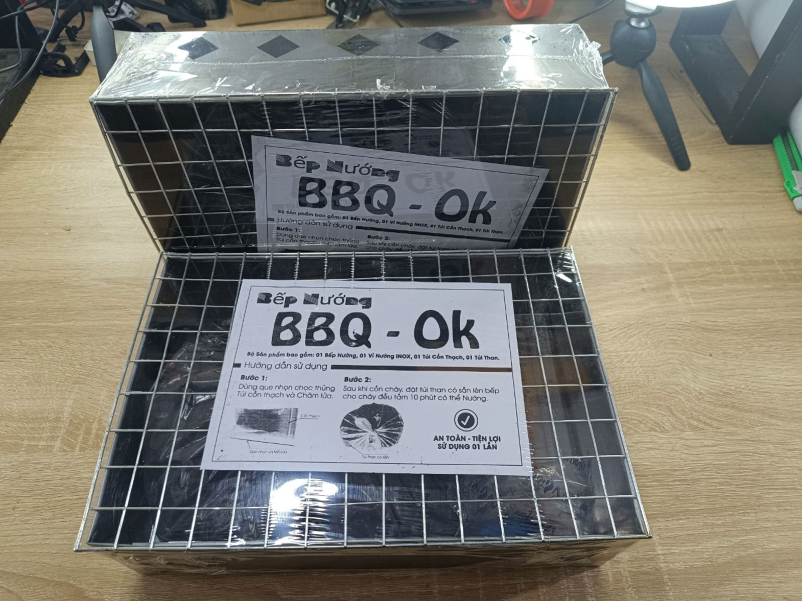 Bếp Nướng Than BBQ 31x21x9cm Tặng Kèm Túi Than Và Cồn