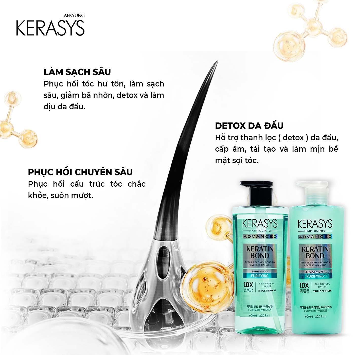 Dầu gội cao cấp Hàn Quốc Kerasys Keratin Bond Purifying (Phục hồi chuyên sâu, sạch sâu và detox da đầu) 600ml