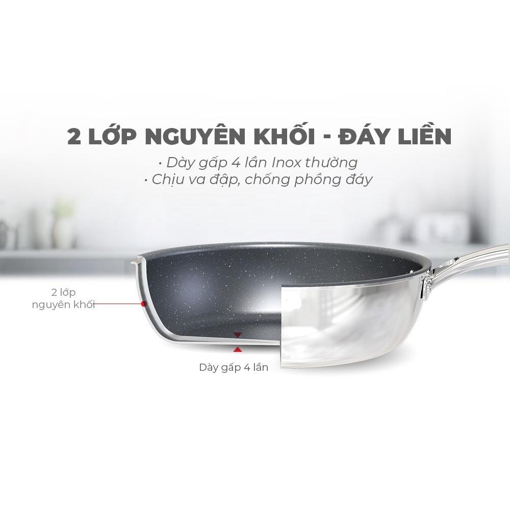 Chảo inox nguyên khối Sunhouse Desire DE26M, Đường kính 26cm, Chất liệu inox 2 lớp nguyên khối, Hàng chính hãng