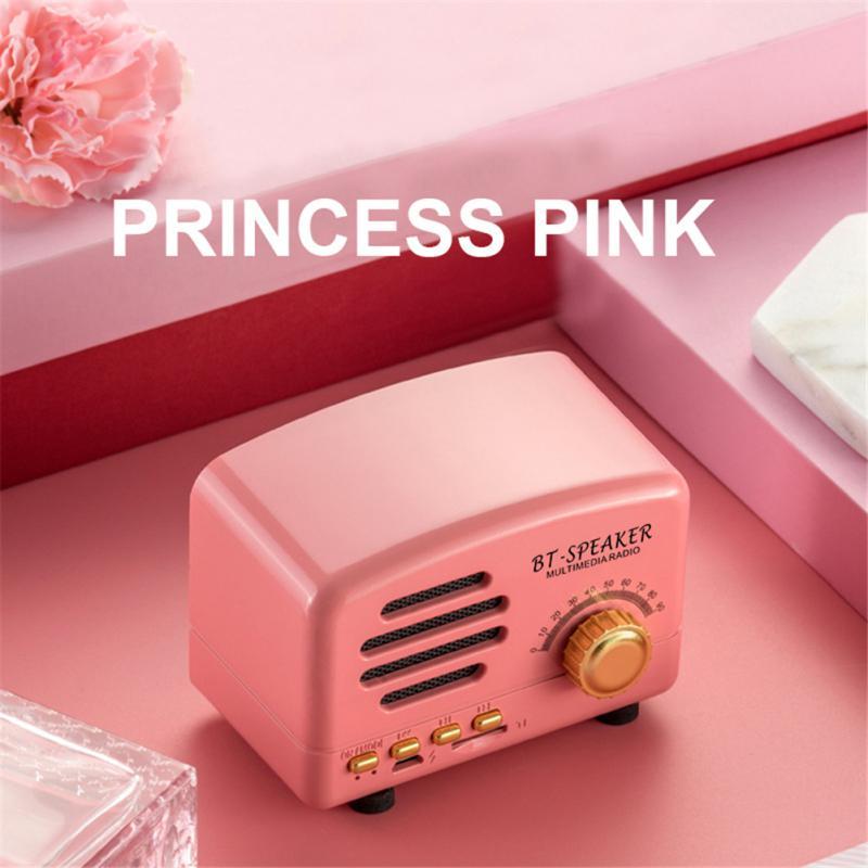 Loa Bluetooth 2 Inch 1200 Mah Thẻ Mini Đài Phát Thanh Pin Dài Thông Minh Đèn LED Mini Loa Âm Thanh Retro 5W Color: Passion Blue