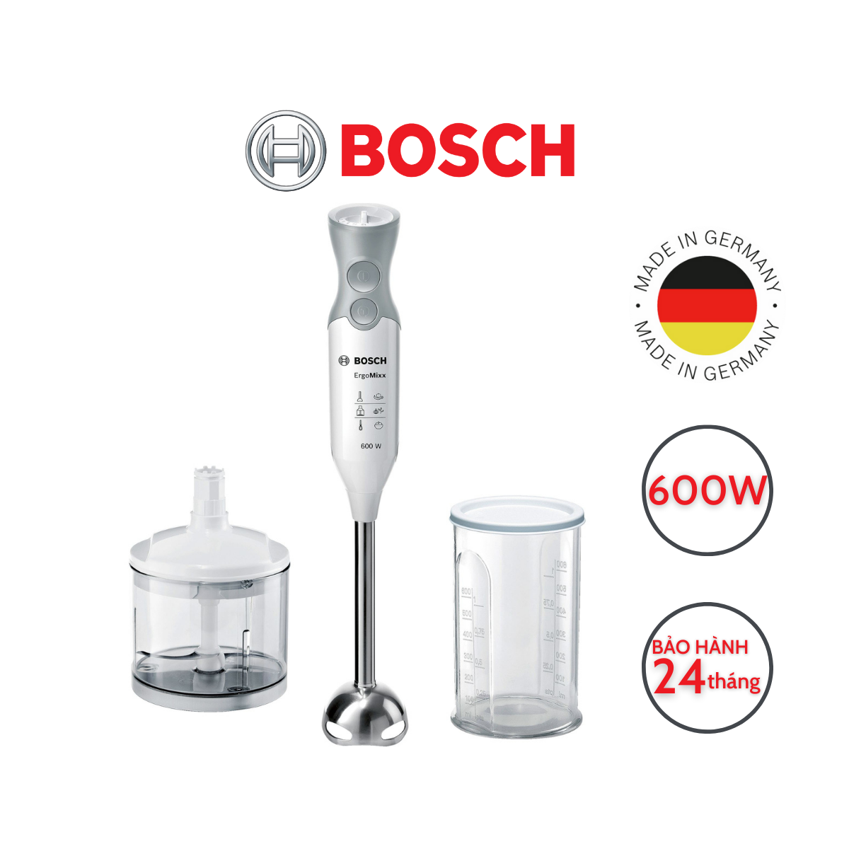 Máy xay cầm tay Bosch Ergo Mixx 600W (MSM66150)- SX Đức - Hàng chính hãng