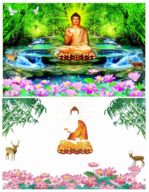 Tranh đính đá phật tổ như lai VS133 - 86 x 60 cm - chưa đính