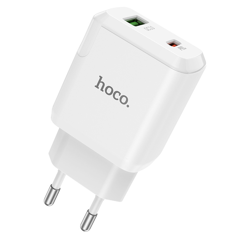Củ sạc nhanh Hoco N5 (QC, PD 20W) cho android,iphone - Quick Chagre 3.0 -  Phích cắm EU ( chân tròn) - chất liệu PC chống cháy - Thiết kế nhỏ gọn - Hàng chính hãng