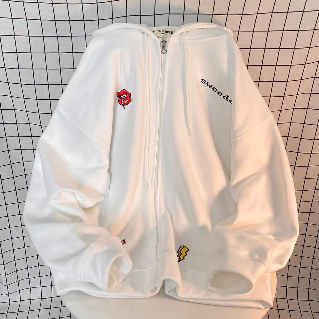 Áo Khoác Hoodie Zip ICON STICKER Jacket Dây Kéo Form Rộng Nam Nữ Vải Nỉ Bông Ulzzang