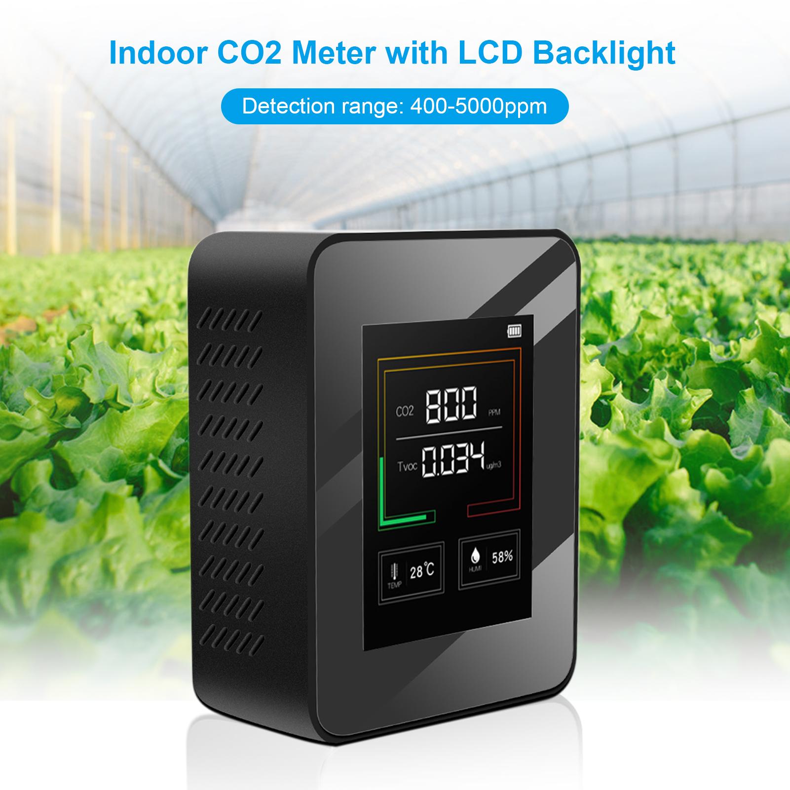 CO2 Meter LCD Backlight Indoor Carbon Dioxide CO2 Concentration Detector Intelligent Air Quality Analyzer Tester with