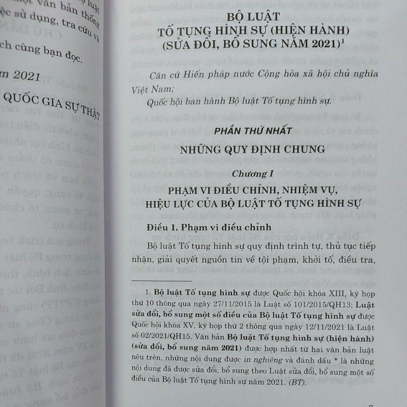 Sách Bộ luật Tố tụng Hình Sự Hiện Hành - Tái Bản Năm 2021 (NXB Chính Trị Quốc Gia Sự Thật)