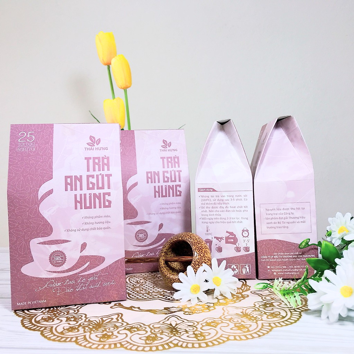 Trà An Gút Hưng Thái Hưng 25 túi lọc x 05g - Hỗ trợ bệnh gút, giảm đau, viêm khớp do bệnh gút, đào thải axit Uric