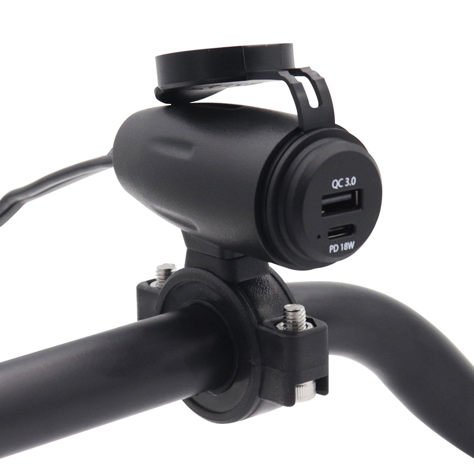 Motorcycle USB Phone Charger Quick Disconnect Dual Port for Smartphone