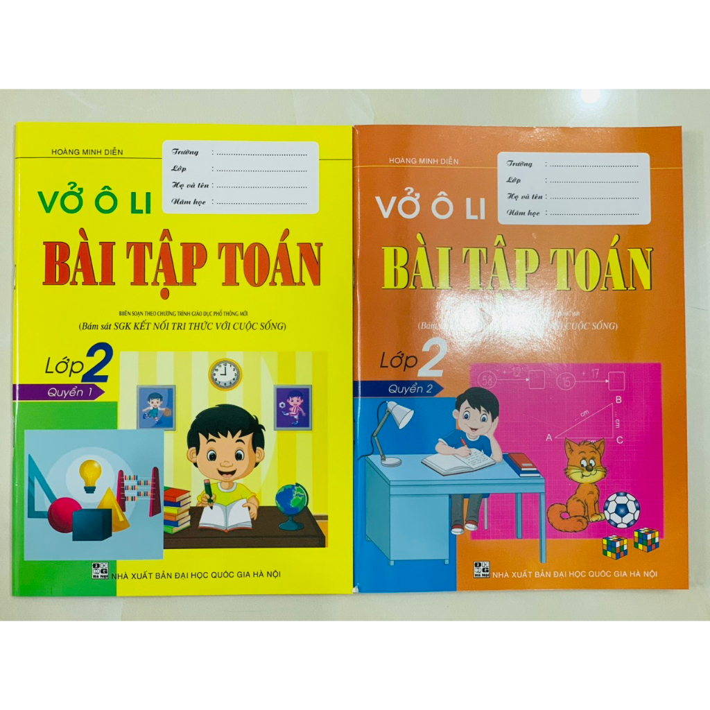 Sách- Combo luyện tập toán 2 + vở ô li bài tập toán lớp 2
