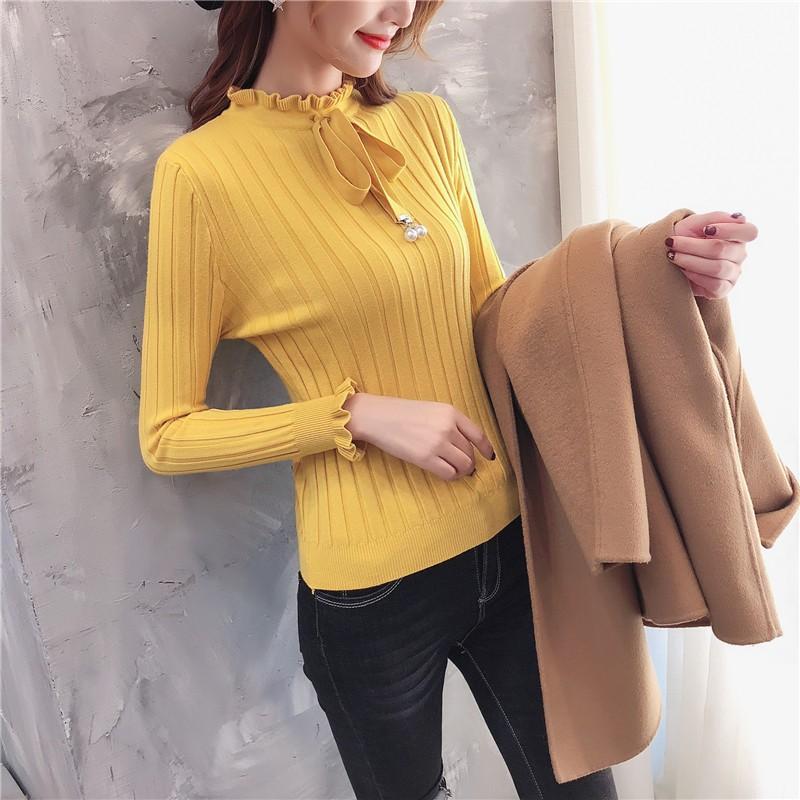 Áo len dệt kim cổ nơ xinh xắn- áo len cho bạn gái
