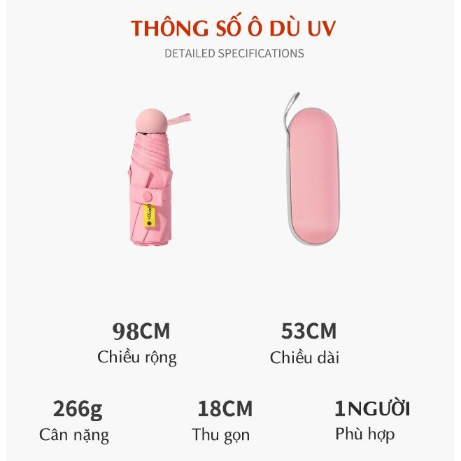 Ô dù mini thời trang chống tia UV phủ 5 lớp kèm hộp