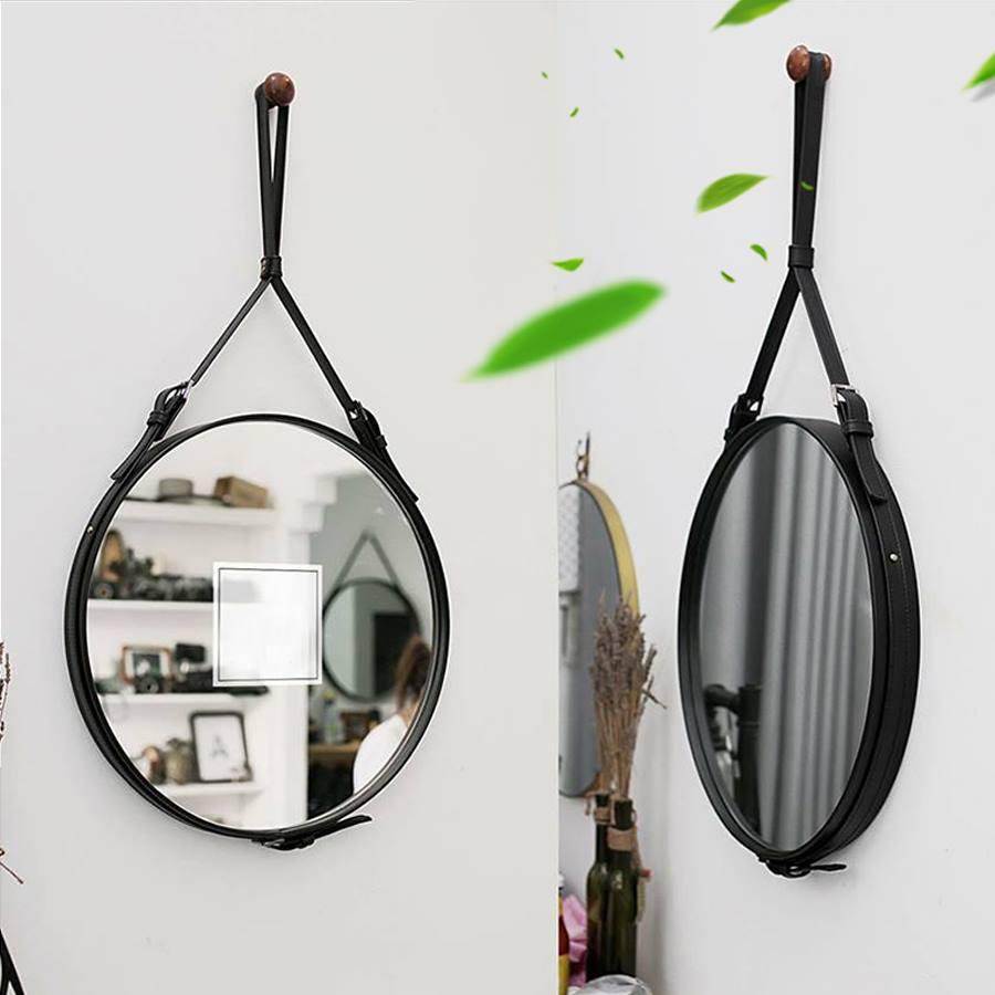 Gương Tròn Dây Da Simili Cao Cấp D60cm - Đầy đủ phụ kiện - FULL màu dây da