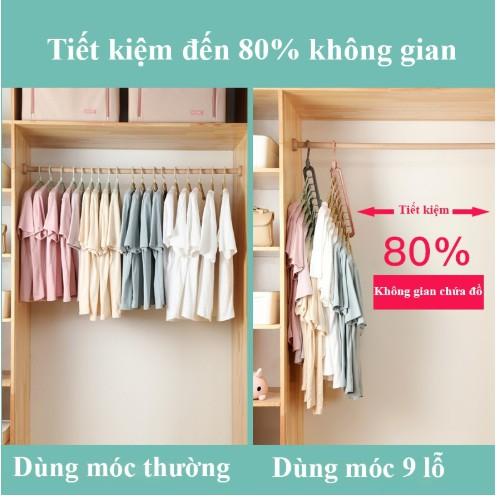 Móc treo quần áo 9 lỗ đa năng thông minh , thanh treo đồ 9 lỗ tiết kiệm diện tích , đồ gia dụng tiện ích