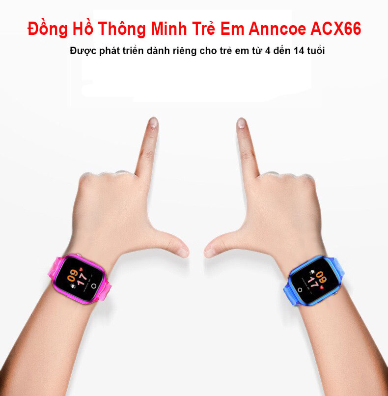 Đồng hồ thông minh trẻ em Anncoe ACM66 nghe gọi hai chiều định vị GPS + LBS chống nước IPX67 phù hợp cho trẻ từ 4 đến 14 tuổi - Hàng Chính Hãng