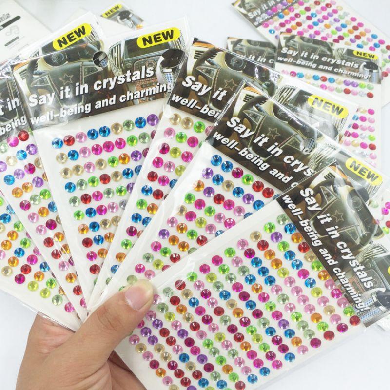 Bảng Stiker đá dán hình tròn 8mm nhiều màu