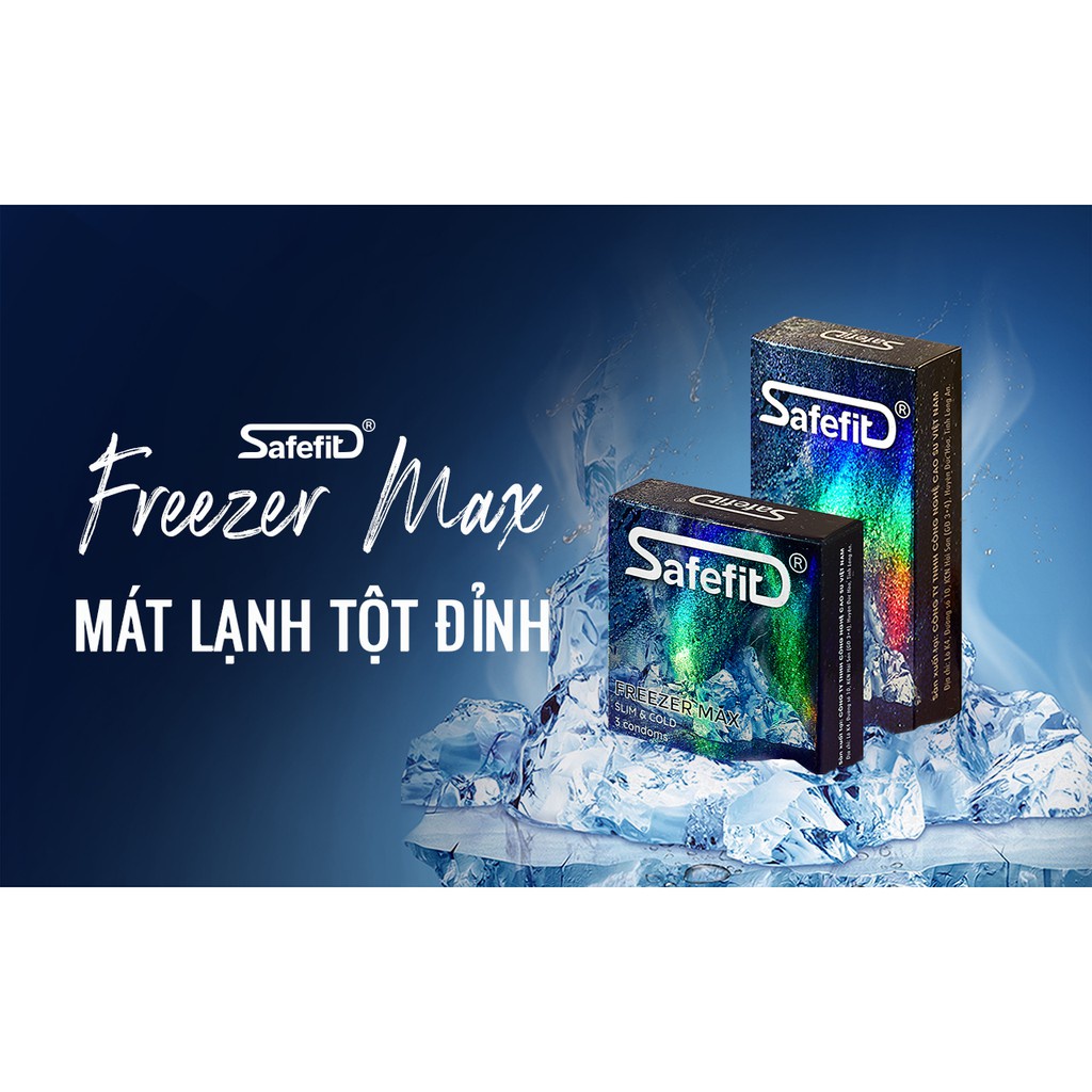 Bao cao su Siêu mỏng mát lạnh Safefit Freezer Max  Hộp 10 cái Tâm Thiện Chí