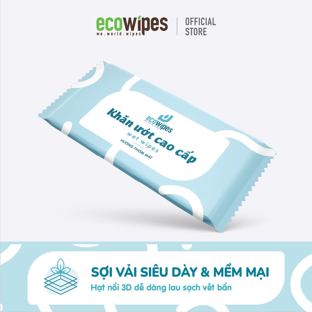 Combo 10 túi 200 cái khăn lạnh cao cấp EcoWipes Hương Thơm Mát loại 1 tờ dùng 1 lần không cồn