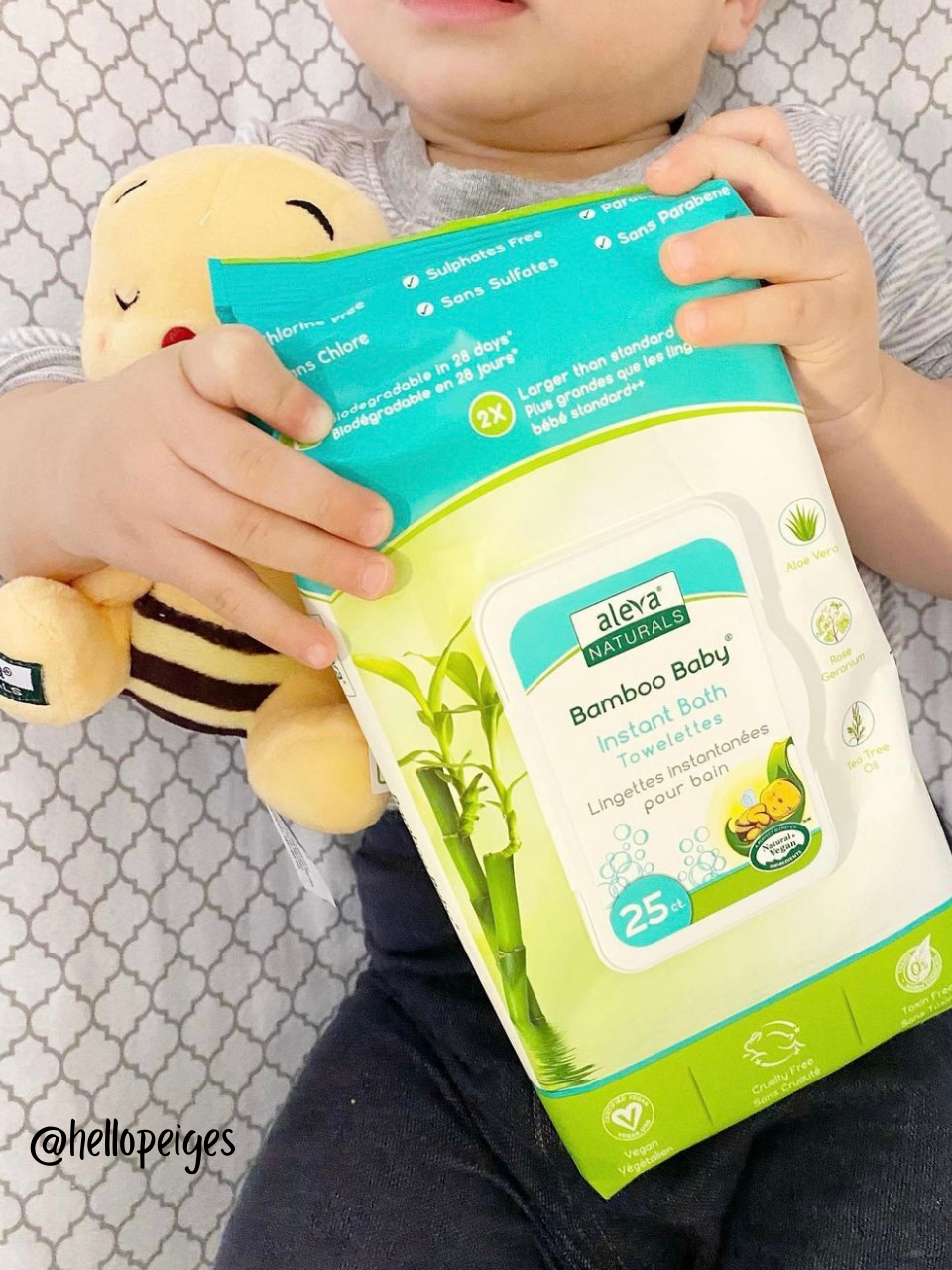 Khăn Giấy Tắm Khô Bamboo Baby Instant Bath Towelettes Aleva Naturals - 25 tờ