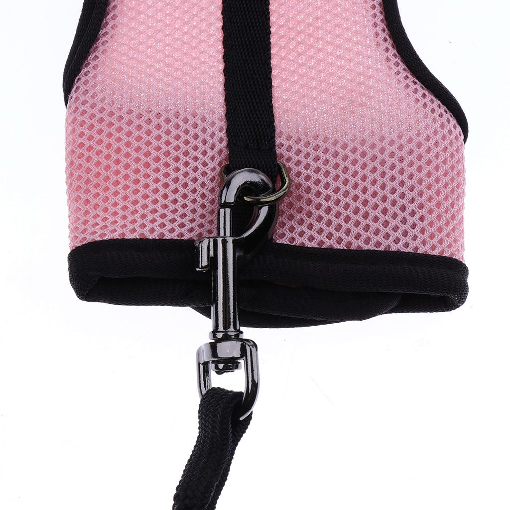 2x Hamster Rabbit Guinea Pig Rat Ferret Breathable Mesh Harness Leash Pink S