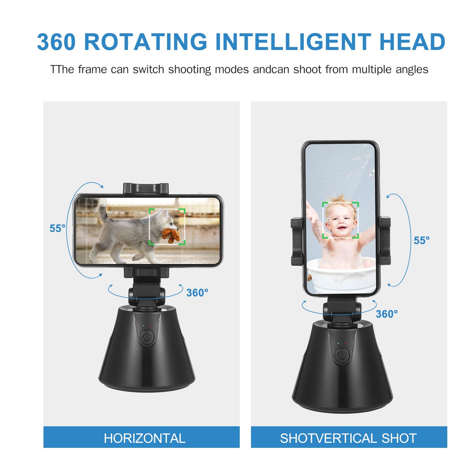 360 Degree Rotation Selfie Stick Auto Face Object Tracking Smart Shooting Phone Camera Holder Replacement for iPhone and